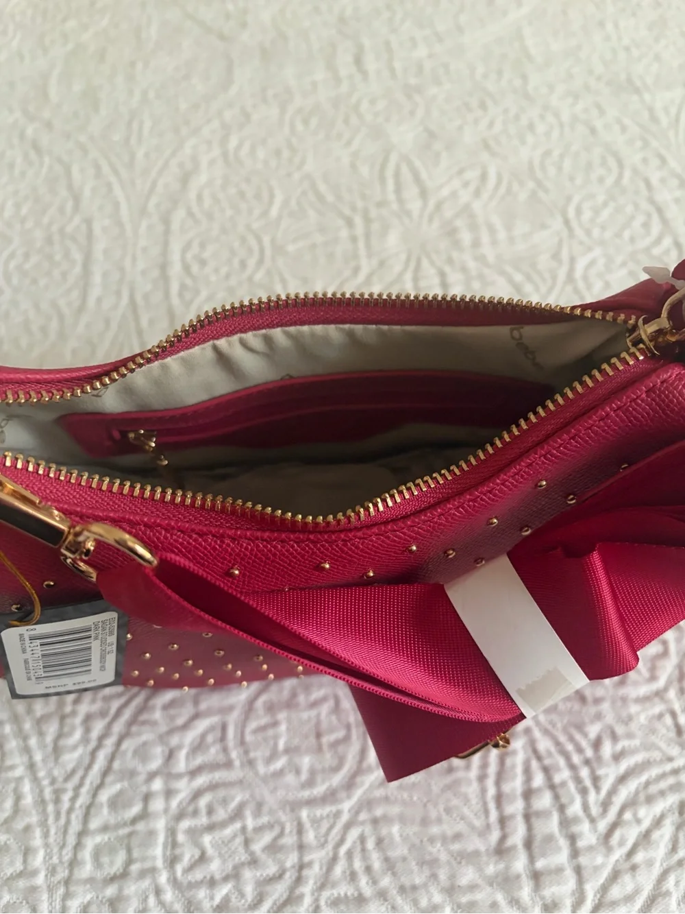 NWT bebe Sagan Studded Crossbody Bag with Coin Pouch Dark Pink